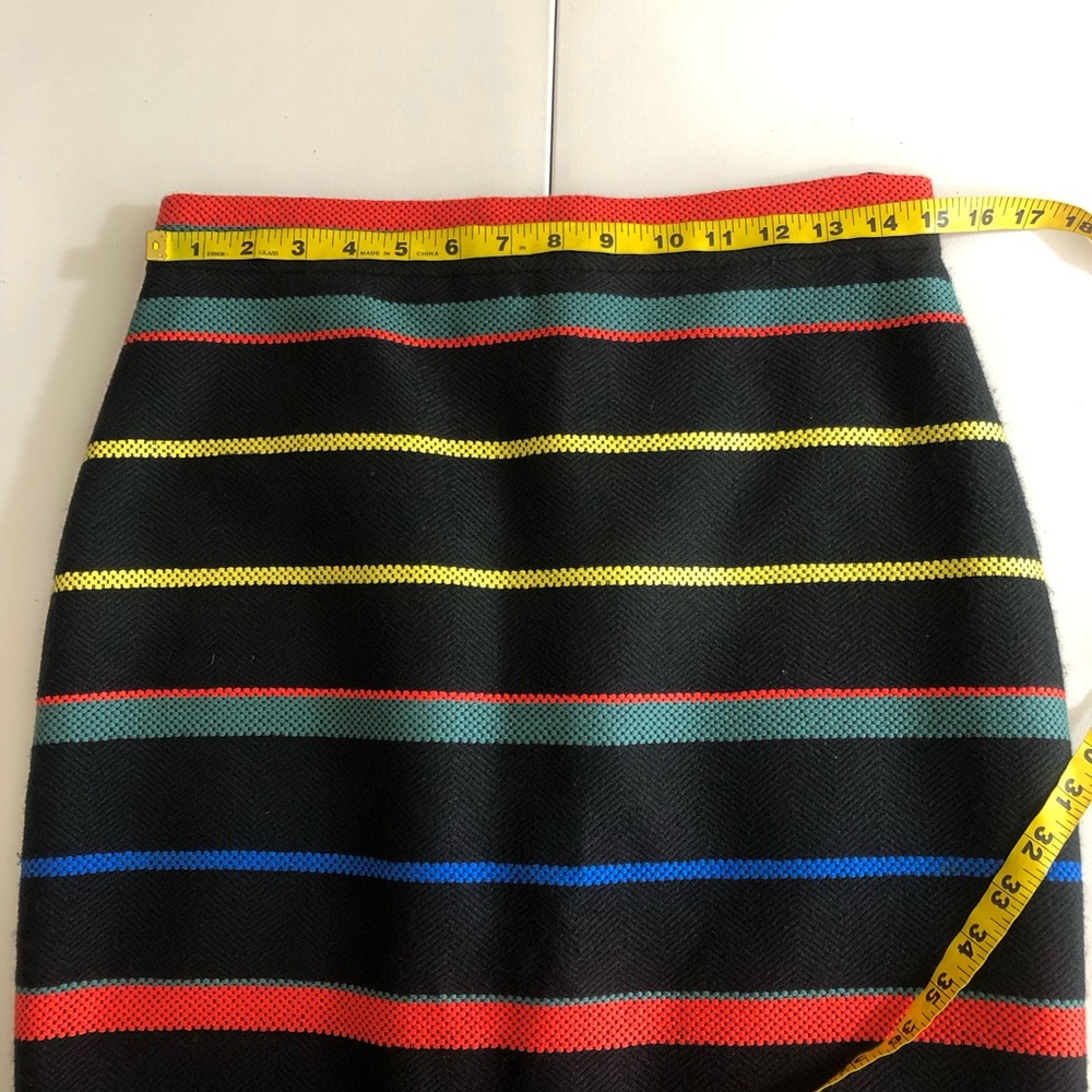 New Givenchy Basket Weave wool stripe pencil skirt black red stripe - Picture 11 of 12